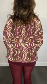 Blouse met boord ocean waves bordeaux
