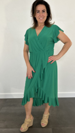 Stretch overslag jurk groen SALE