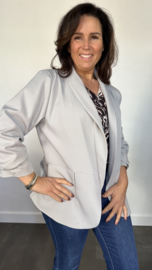 Blazer Marjan met gesmokte mouw licht grijs