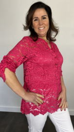 Kanten blouse Kyra 2-delig fuchsia