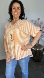 T-Shirt gestreept met ketting Oranje