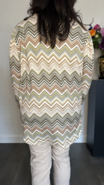 Soft shirt met v-hals en pofmouw Zig zag army