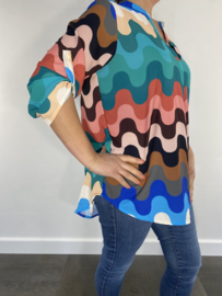 Blouse Loes curly waves groen