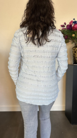 Top met v-hals ruffles IJsblauw