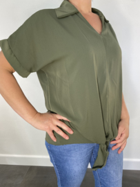 Blouse met knoop Peggy army SALE