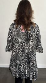 Soft shirt/ tuniek cheeta met strook grijs