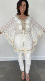 Ibiza tuniek kant met v-hals ecru
