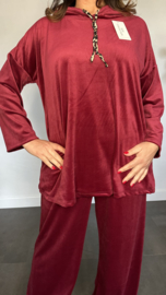 Velvet comfy pak met panter capuchon Bordeaux -SALE