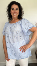 Broderie blouse Olivia IJsblauw