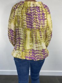 Blouse met elastiek kroko geel