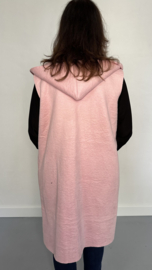 Suedine/ teddy bodywarmer met rits oud roze--SALE !--
