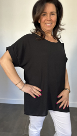 Shirt Lieke met kant +SIZE zwart