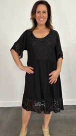 Jurk Anja met kant zwart +SIZE