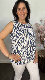 Ballon top scratched zebra blauw/wit