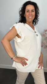 Shirt Britt met knopen en ruche Ecru
