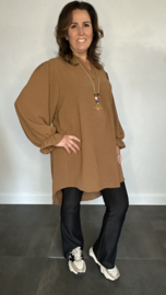 Tuniek Maya lange mouw +SIZE cognac