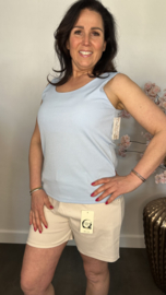 Hemd met brede schouderband ribbel IJsblauw