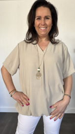 Top Maya korte mouw +SIZE beige/zand