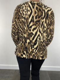 Shirt zipp met elastiek panter /tijger camel