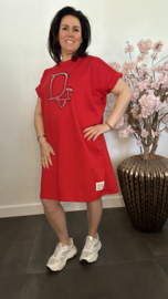 Sweaterdress Dianne bling Rood