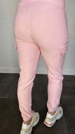 Cargo jogger in travel stof met elastiek roze