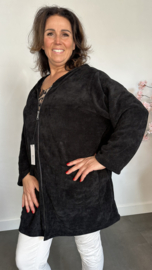 Baby rib vest met rits & capuchon +Size zwart