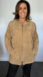 Baby rib vest met rits & capuchon +Size camel