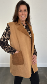 Suedine/ teddy bodywarmer cognac