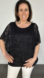 Blouse met boord KANT zwart