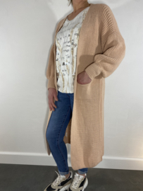 Gebreid vest met pofmouw oud roze