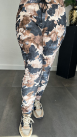 Suèdine joggjeans leaves zwart/zand
