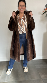 Lange bontjas bruin (fake fur)
