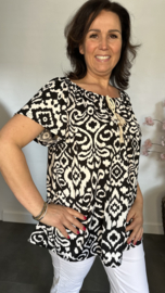 Shirt met koord travel Versailles zwart/wit
