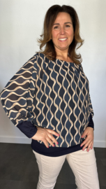 Blouse met boord wavy marine