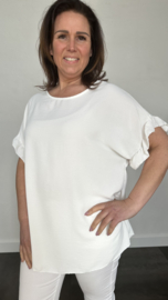 Top brigitte met ruche en KETTING ecru