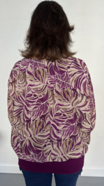 Blouse met boord palm leaves magenta