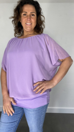 Blouse met boord korte mouw +SIZE lila