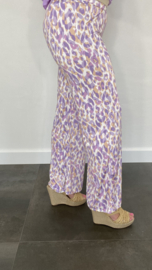 Broek met wijde pijp panter lila