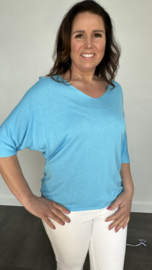 Fijn gebreide trui Viki turquoise
