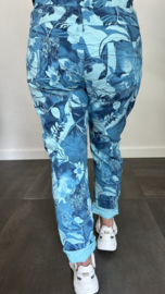 Joggjeans flowers & leaves +SIZE turquoise
