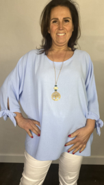 Top met strikjes & ketting +Size ijsblauw