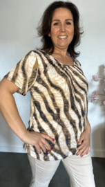 Ballon shirt met elastiek Zebra bruin