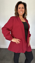 Blazer Marjan met gesmokte mouw bordeaux