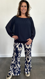 Flared TRAVEL broek lola +SIZE marine