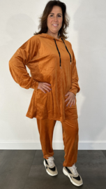 2-Delig velvet comfy pak met capuchon pompoen +SIZE SALE