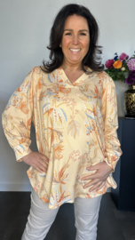 Soft shirt met v-hals en pofmouw Tess geel
