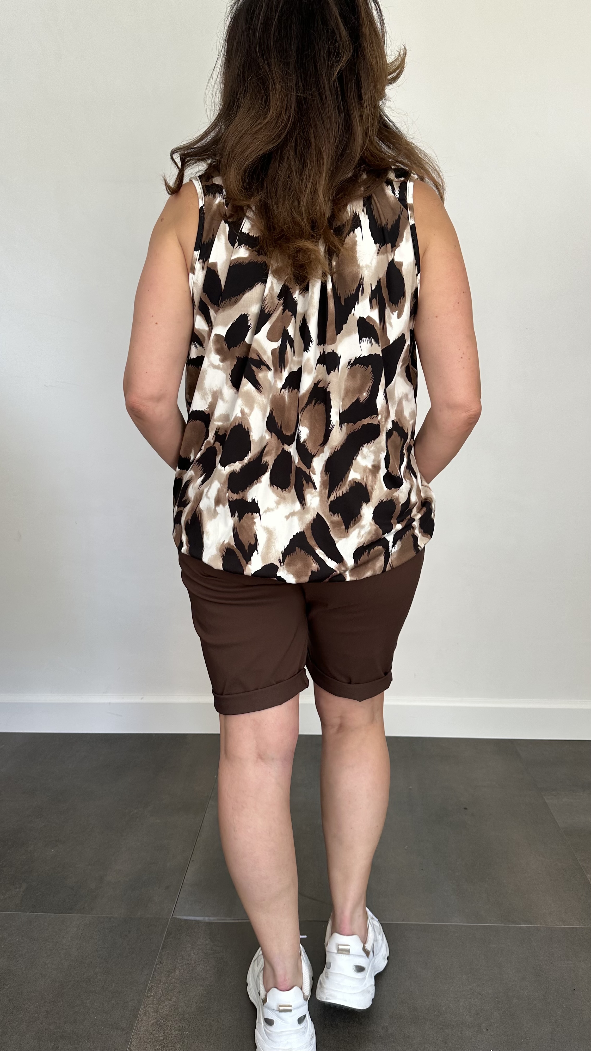 Bermuda stretch broek donker bruin
