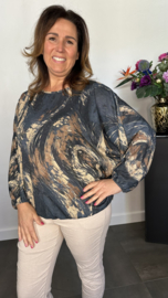 Glitter top met elastiek waves marine