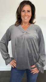 Velvet top Bianca +SIZE licht grijs