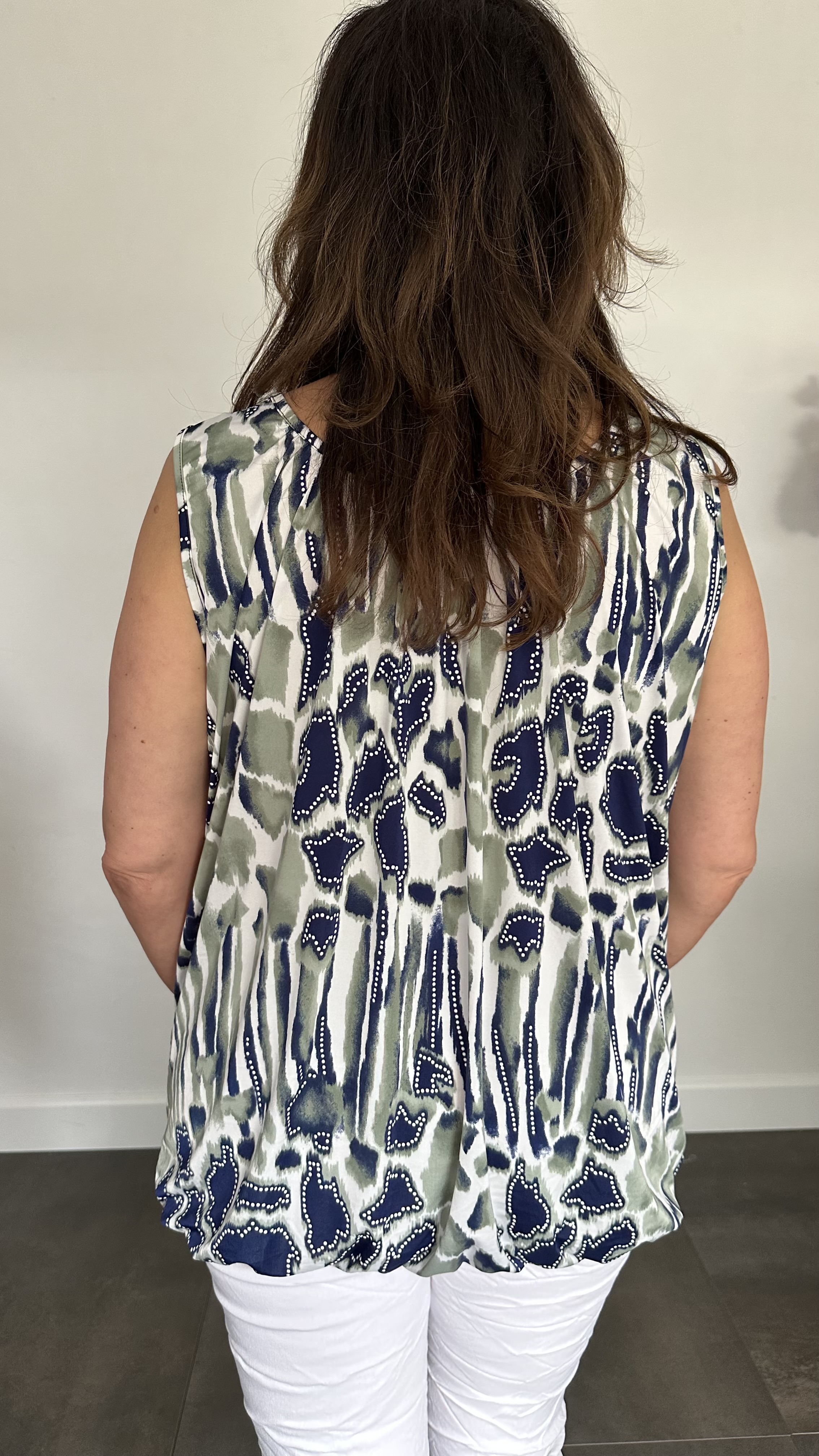 Ballon top giraffe stripes marine/army